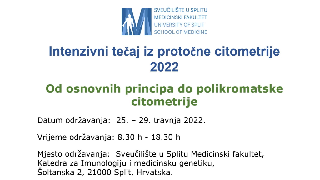 Intenzivni tečaj iz protočne citometrije 2022 – 25. - 29. travnja 2022.